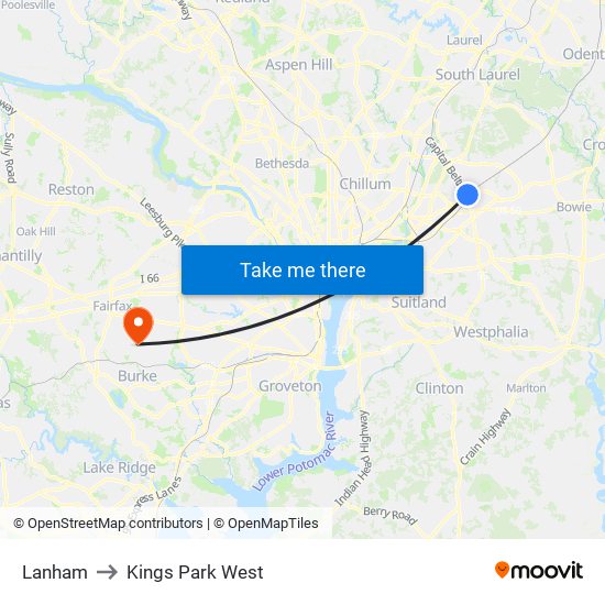 Lanham to Kings Park West map