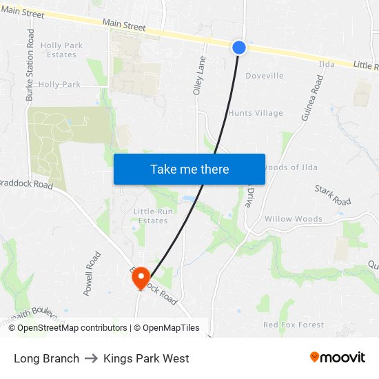 Long Branch to Kings Park West map