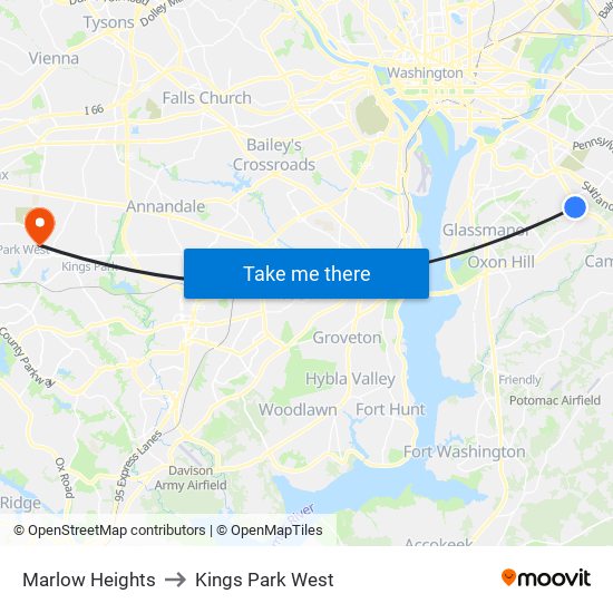 Marlow Heights to Kings Park West map