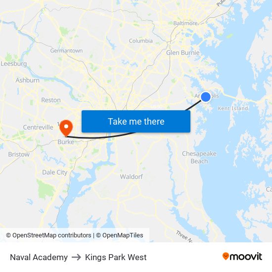 Naval Academy to Kings Park West map