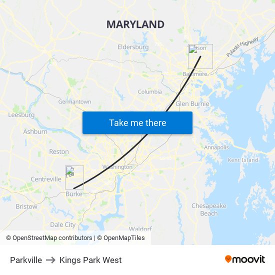 Parkville to Kings Park West map