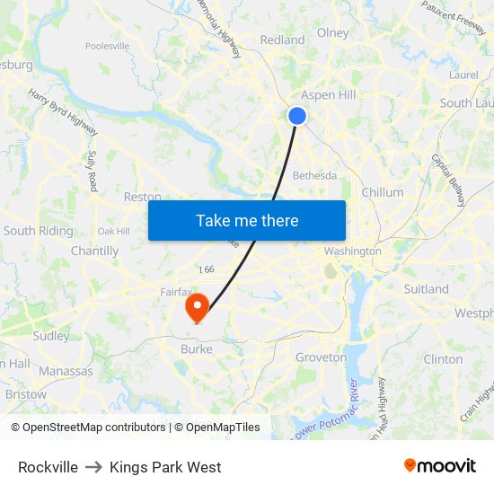 Rockville to Kings Park West map