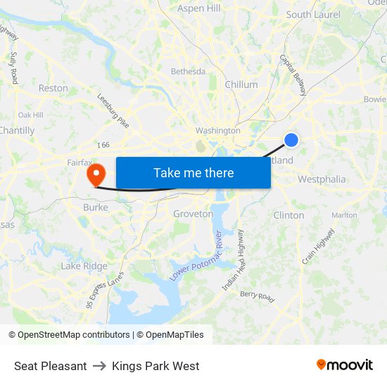 Seat Pleasant to Kings Park West map