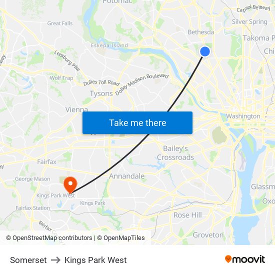 Somerset to Kings Park West map