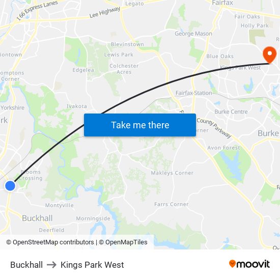 Buckhall to Kings Park West map