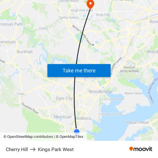 Cherry Hill to Kings Park West map