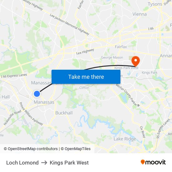 Loch Lomond to Kings Park West map