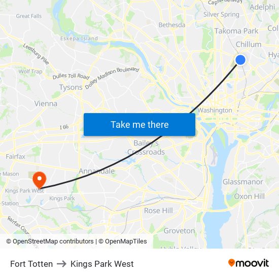 Fort Totten to Kings Park West map