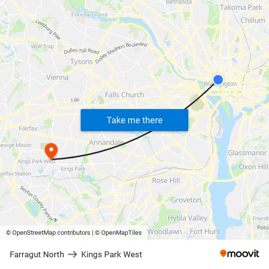 Farragut North to Kings Park West map