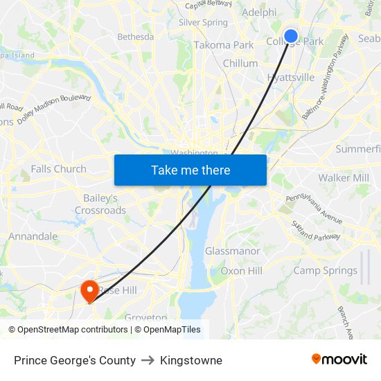 Prince George's County to Kingstowne map