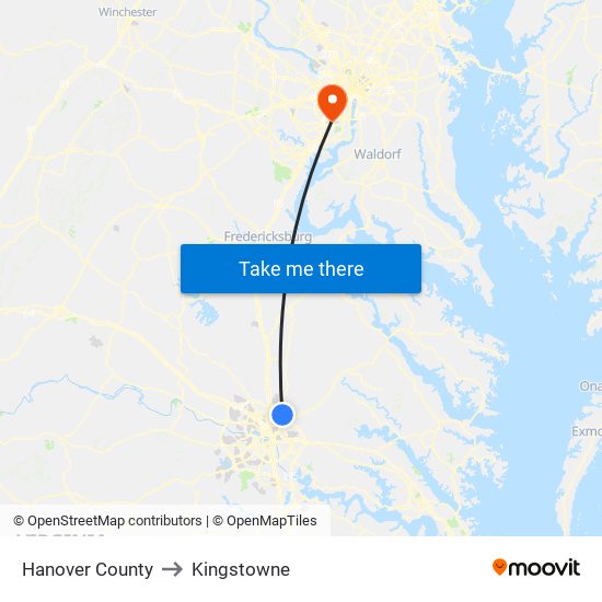 Hanover County to Kingstowne map