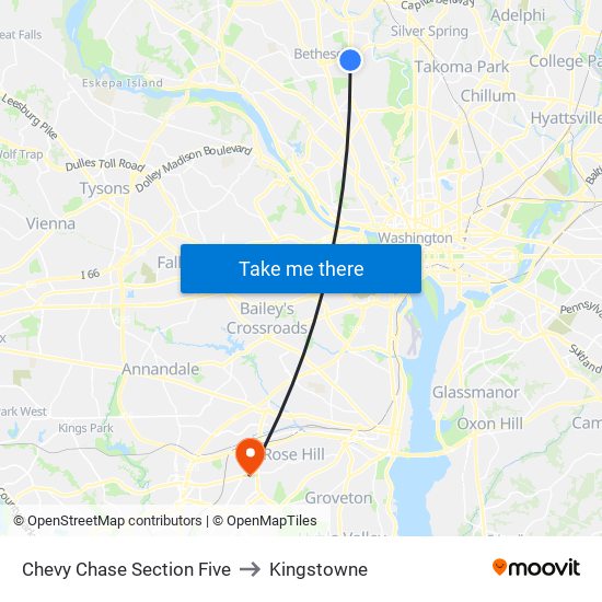 Chevy Chase Section Five to Kingstowne map