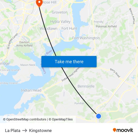 La Plata to Kingstowne map