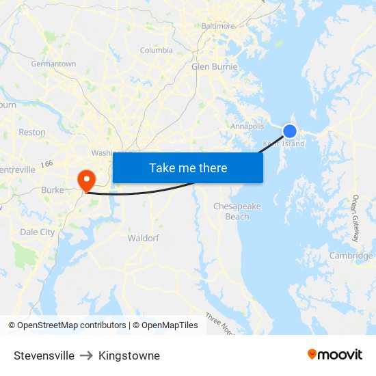 Stevensville to Kingstowne map