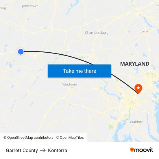 Garrett County to Konterra map