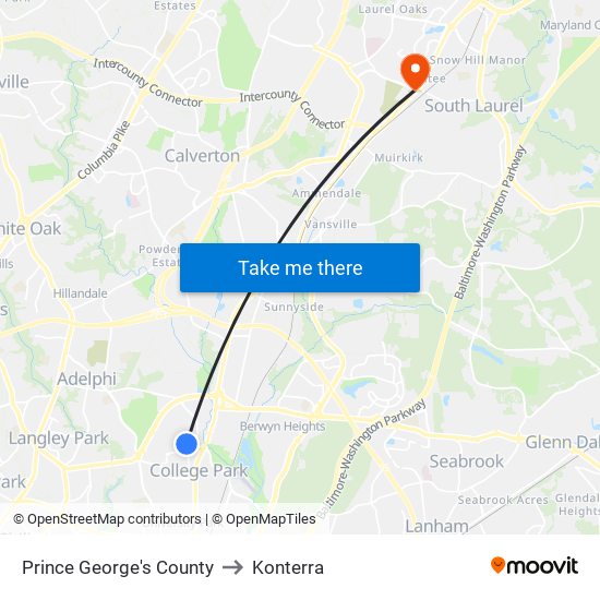 Prince George's County to Konterra map