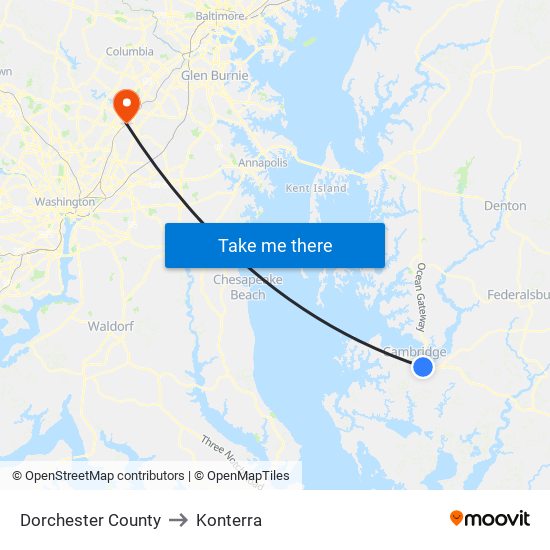 Dorchester County to Konterra map