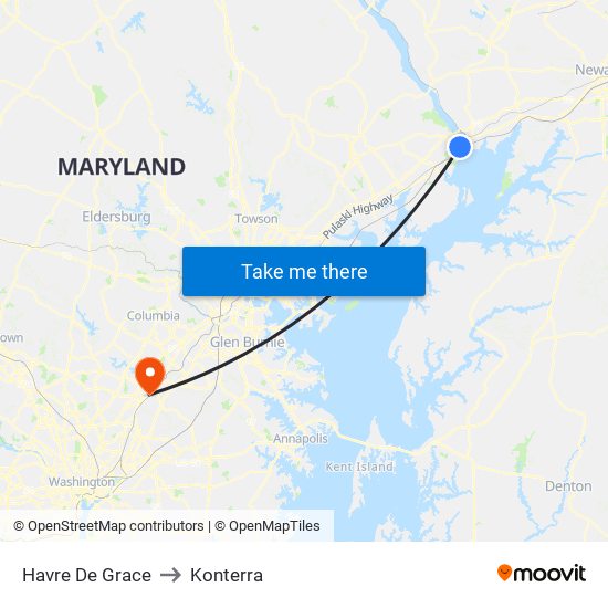 Havre De Grace to Konterra map