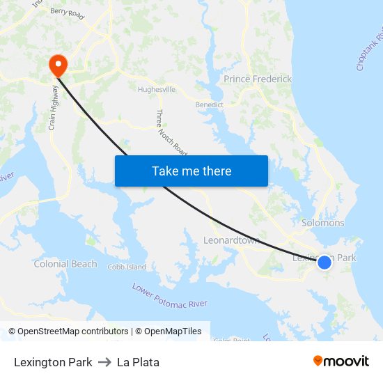 Lexington Park to La Plata map