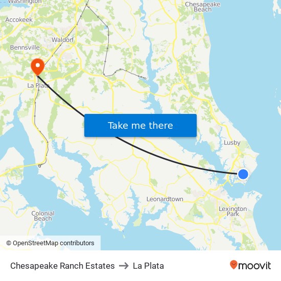 Chesapeake Ranch Estates to La Plata map