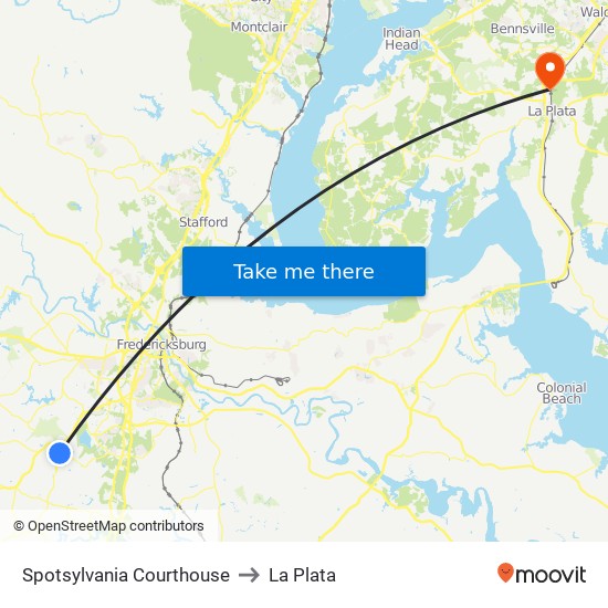 Spotsylvania Courthouse to La Plata map