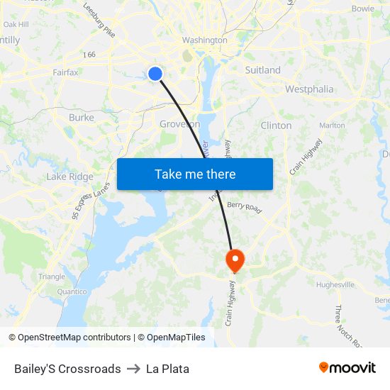 Bailey'S Crossroads to La Plata map