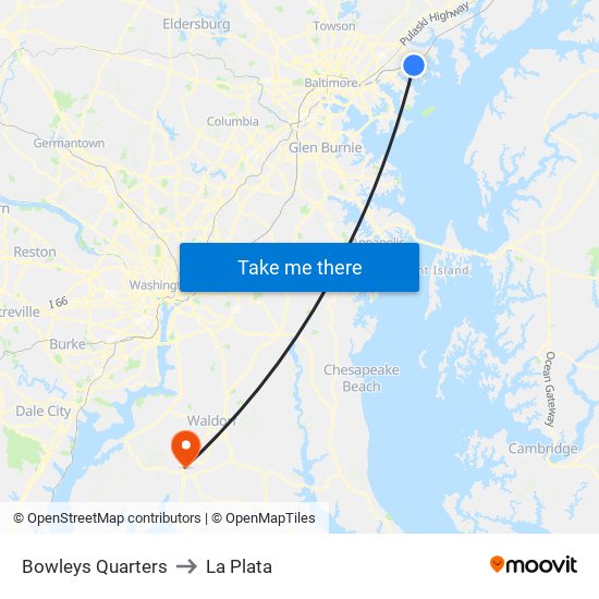 Bowleys Quarters to La Plata map