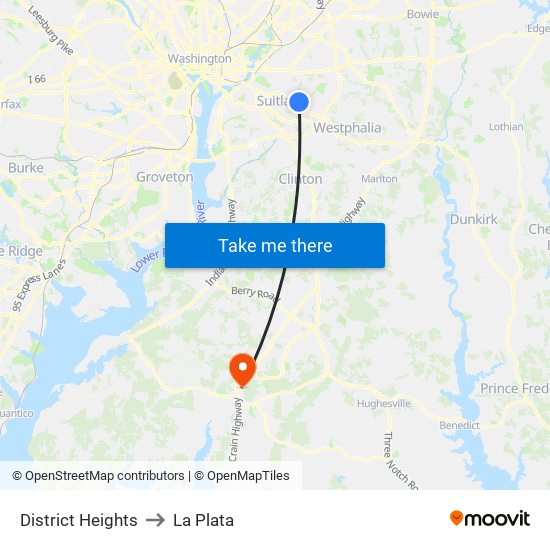 District Heights to La Plata map