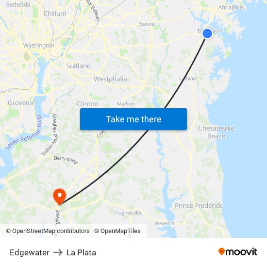 Edgewater to La Plata map