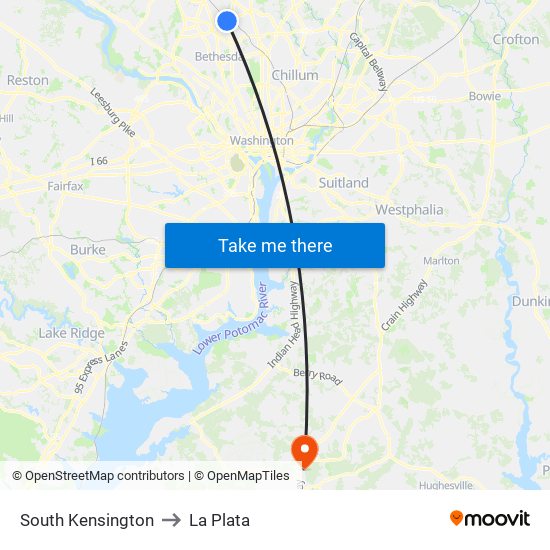 South Kensington to La Plata map