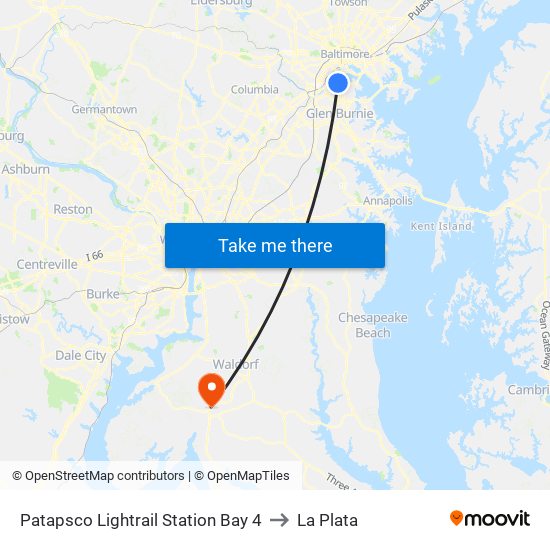 Patapsco Lightrail Station Bay 4 to La Plata map