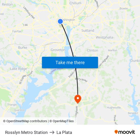 Rosslyn Metro Station to La Plata map