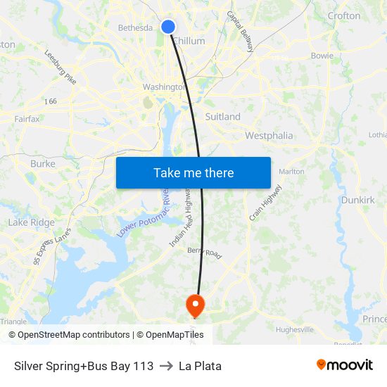 Silver Spring+Bay 113 to La Plata map