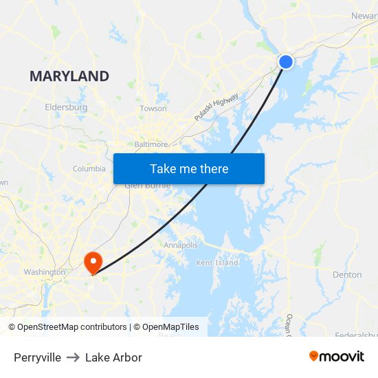 Perryville to Lake Arbor map