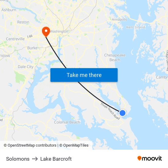 Solomons to Lake Barcroft map