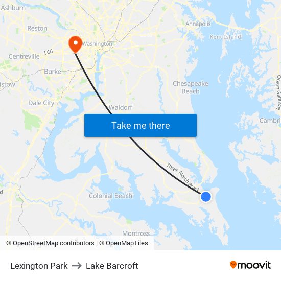 Lexington Park to Lake Barcroft map