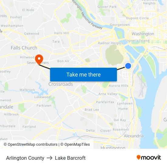 Arlington County to Lake Barcroft map