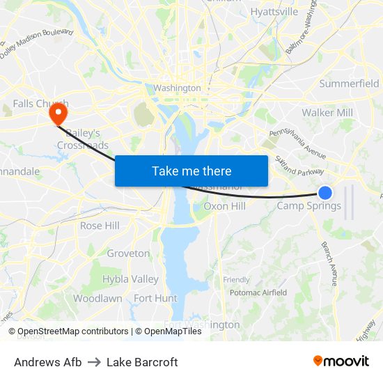 Andrews Afb to Lake Barcroft map