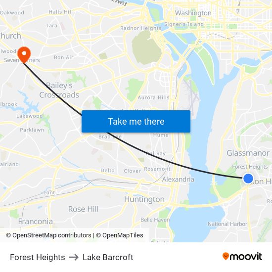 Forest Heights to Lake Barcroft map