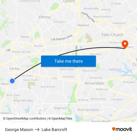 George Mason to Lake Barcroft map