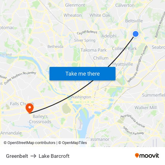 Greenbelt to Lake Barcroft map