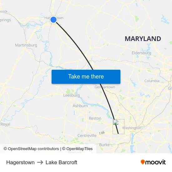 Hagerstown to Lake Barcroft map