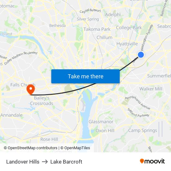 Landover Hills to Lake Barcroft map