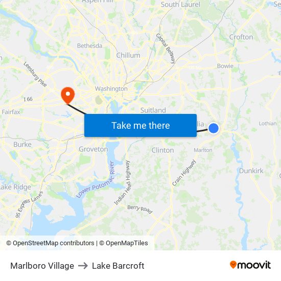 Marlboro Village to Lake Barcroft map