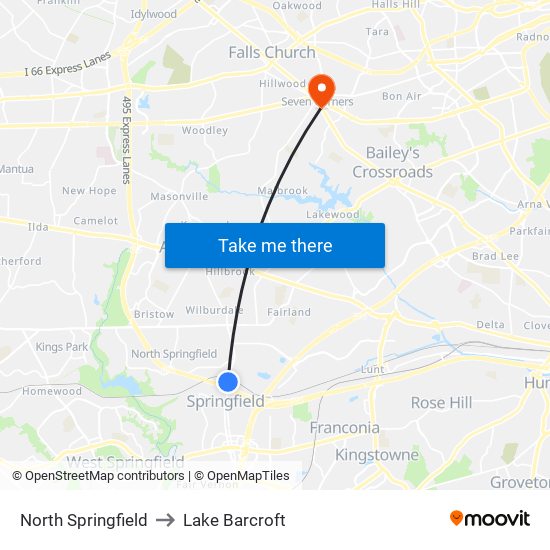 North Springfield to Lake Barcroft map