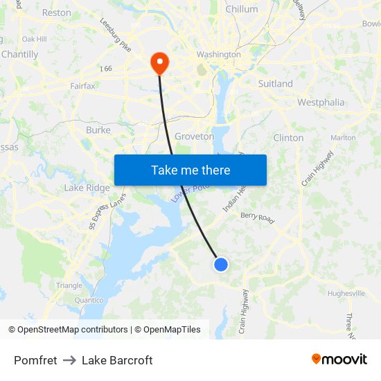 Pomfret to Lake Barcroft map