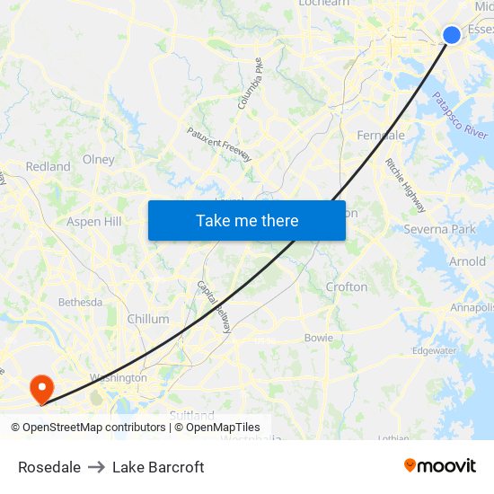 Rosedale to Lake Barcroft map