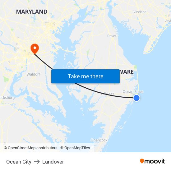 Ocean City to Landover map