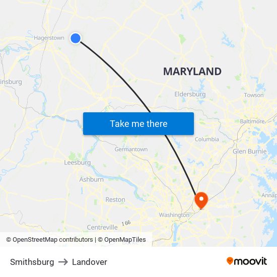 Smithsburg to Landover map