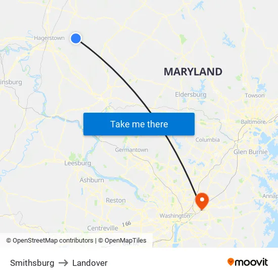 Smithsburg to Landover map